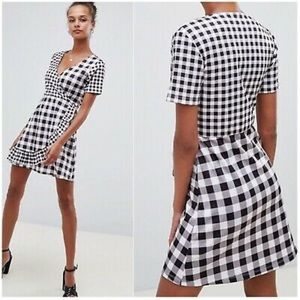 ASOS black and white gingham mini dress 2
